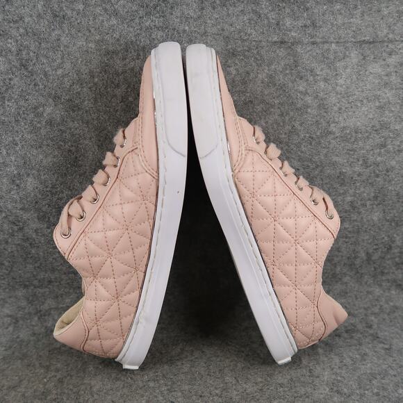 G by Guess Shoes Womens 8 Casual Sneaker Quilted Pink Lace Up Flat Fashion Logo - Picture 9 of 12